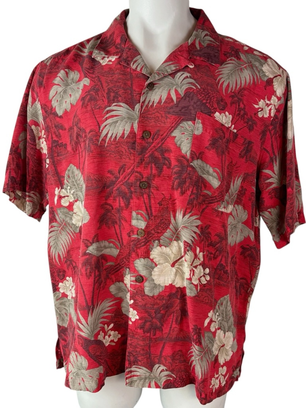 Havana Mens XXL 100% Silk Hawaiian Shirt Buttons Tropical Palm Island Beach (367